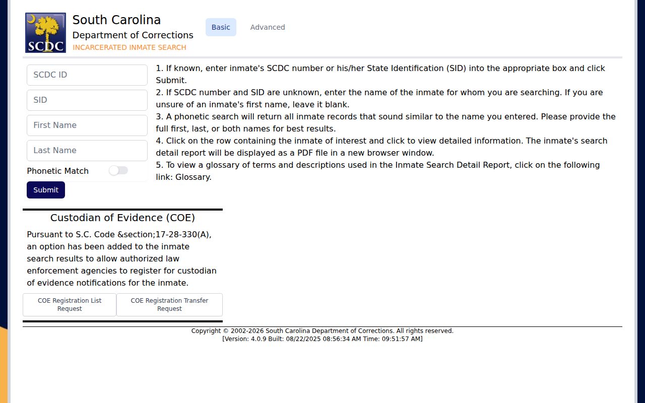 Spartanburg County state-prison offender record search source